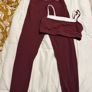 Abercrombie & Fitch Burgundy Sports Bra and leggings set